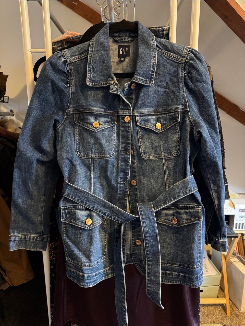 GAP belted Jean denim jacket M medium